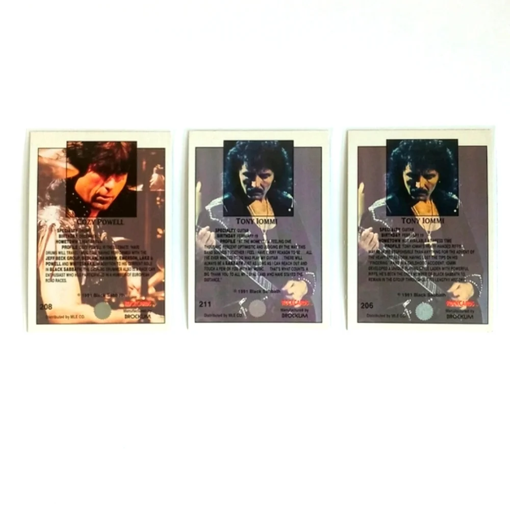Rare Set of 3 1991 Black Sabbath Music Trading Cards Tony Lommi Cozy Powell